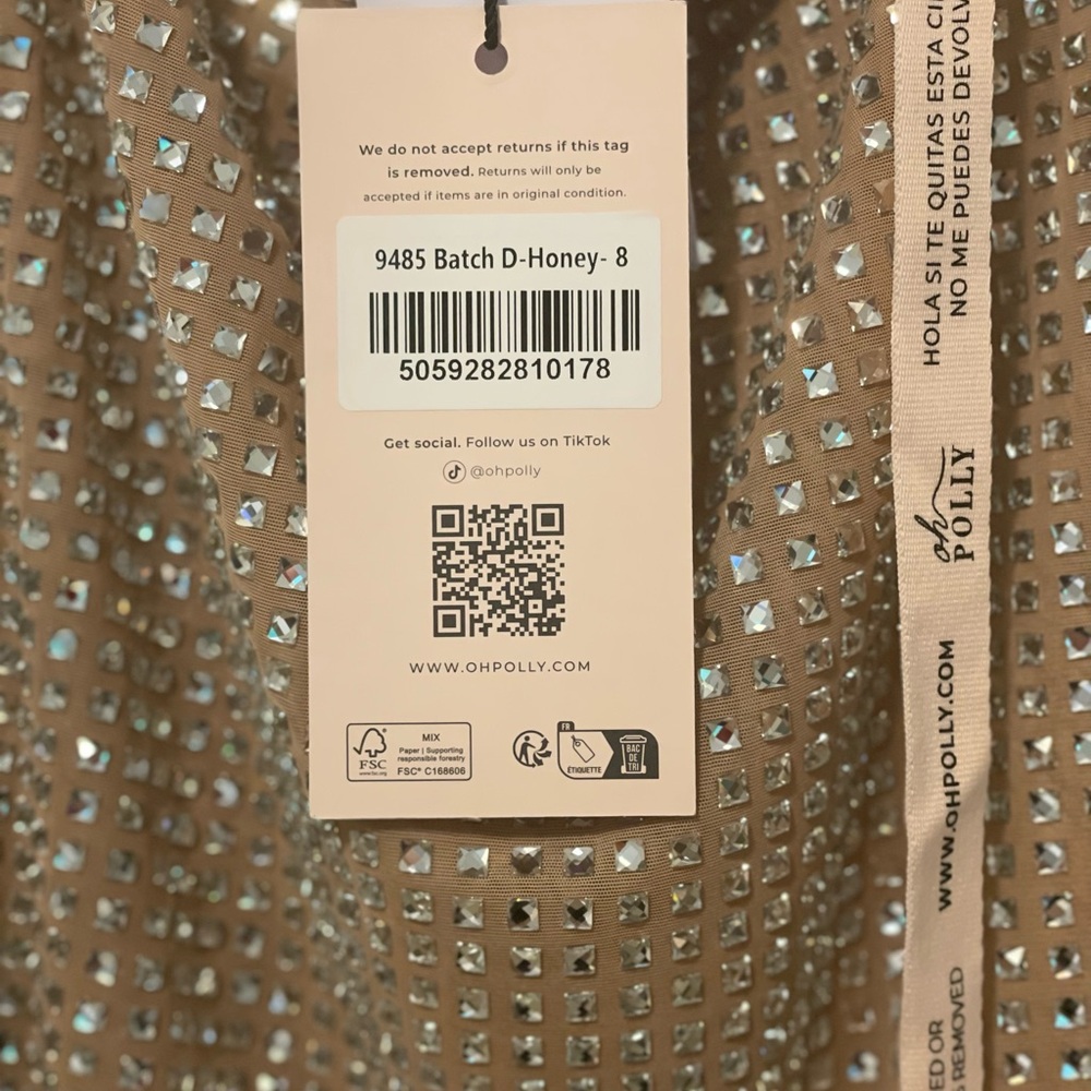 Oh Polly Embellished Honey Halterneck Mini Dress - Picture 3 of 5